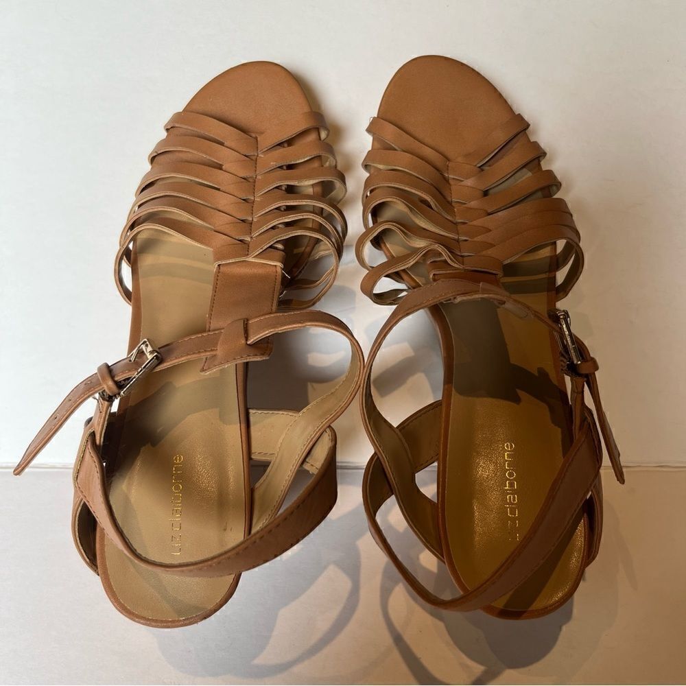 Liz Claiborne Women's Wedge Sandals Strappy Tan Size 11M - Picture 4 of 8